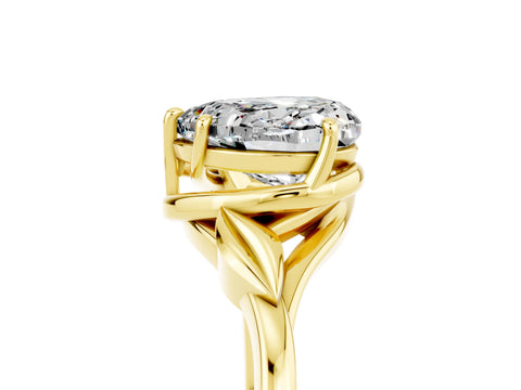 Yellow gold Heart Cut Moissanite Solitaire Ring with Twist Band and Four-Prong Setting_29