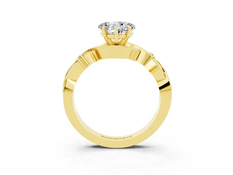 Yellow gold Heart Cut Moissanite Solitaire Ring with Twisted Band and Prong Setting_3