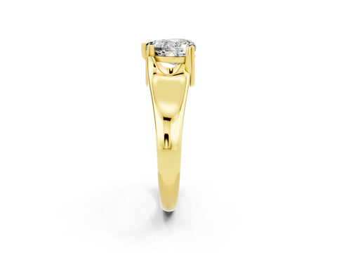 Yellow gold Heart Cut Moissanite Solitaire Ring with Wide Band and Prong Setting_2