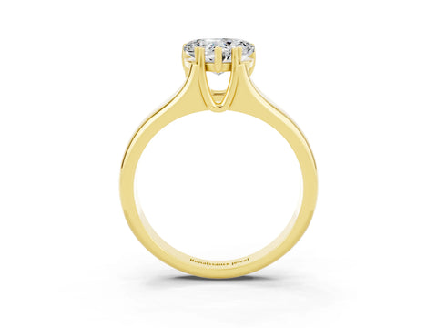 Yellow gold Heart Cut Moissanite Solitaire Ring with Wide Band and Prong Setting_3