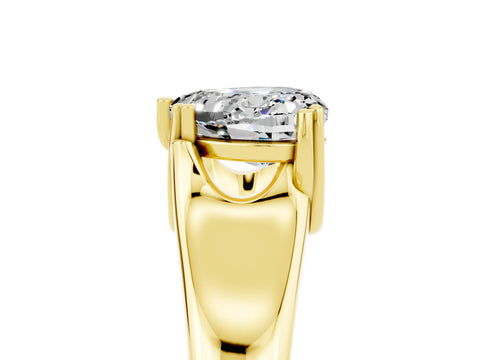 Yellow gold Heart Cut Moissanite Solitaire Ring with Wide Band and Prong Setting_5