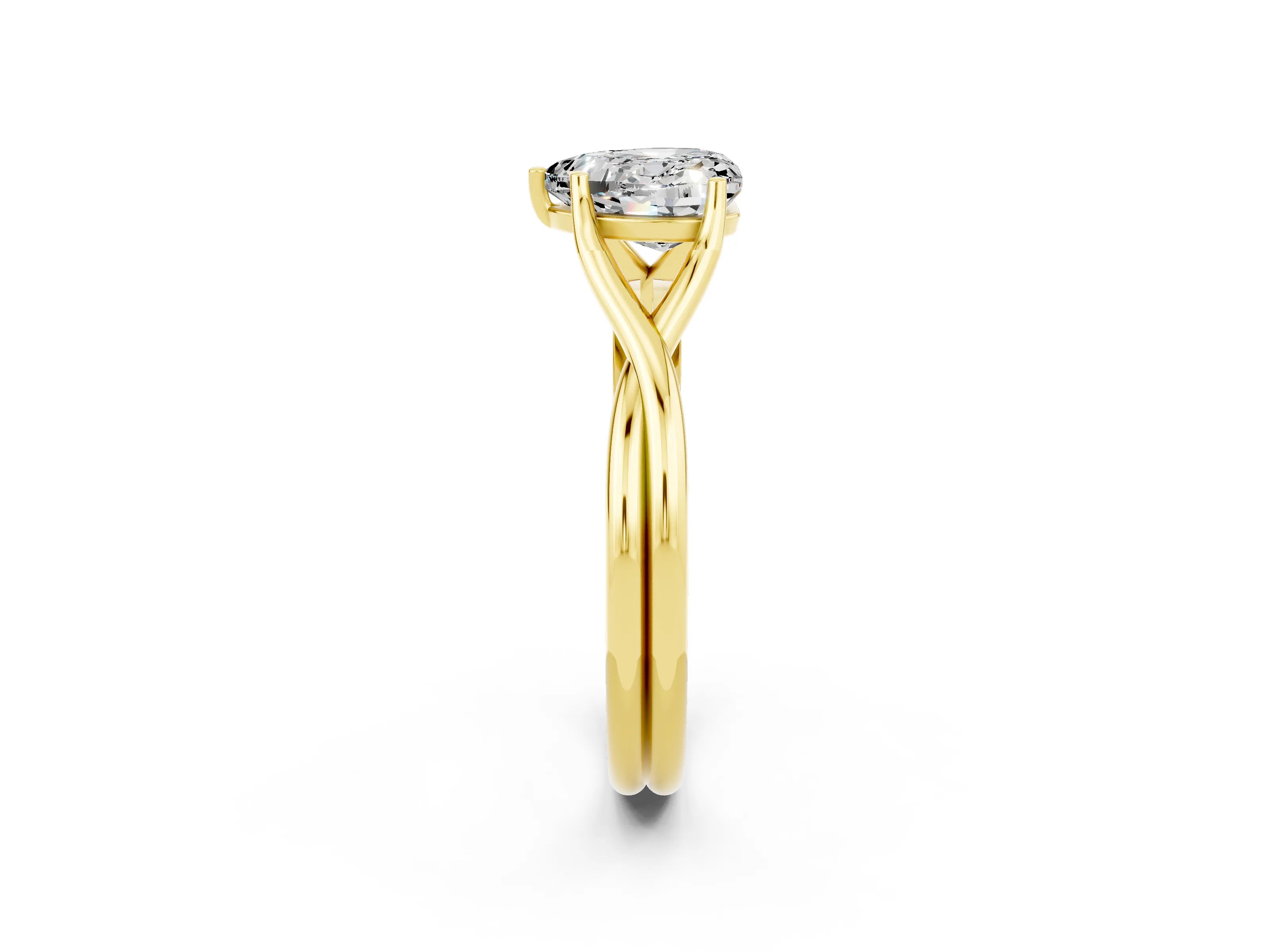 Yellow gold Heart Cut Moissanite Solitaire Twist Band Prong Setting Ring_50