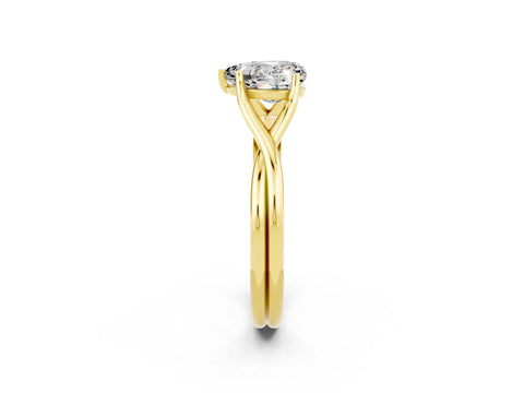 Yellow gold Heart Cut Moissanite Solitaire Twist Band Prong Setting Ring_50