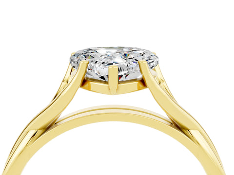Yellow gold Heart Cut Moissanite Solitaire Twist Band Prong Setting Ring_52