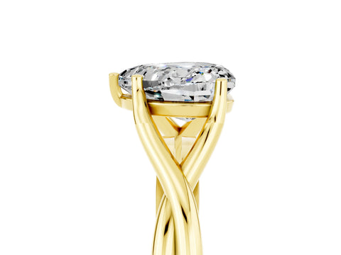 Yellow gold Heart Cut Moissanite Solitaire Twist Band Prong Setting Ring_53