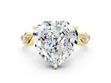 Yellow gold Heart Cut Moissanite Solitaire Twisted Band with Round  Accents and Prong Setting_12