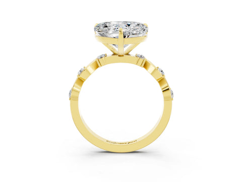 Yellow gold Heart Cut Moissanite Solitaire Twisted Band with Round  Accents and Prong Setting_15