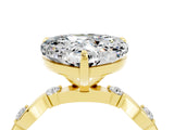 Yellow gold Heart Cut Moissanite Solitaire Twisted Band with Round  Accents and Prong Setting_16