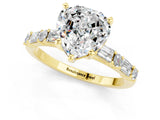 Yellow gold Heart Cut Moissanite Solitaire with Side Baguettes and Channel Set Band_1