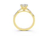 Yellow gold Heart Cut Moissanite Solitaire with Side Baguettes and Channel Set Band_3