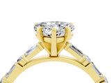 Yellow gold Heart Cut Moissanite Solitaire with Side Baguettes and Channel Set Band_4