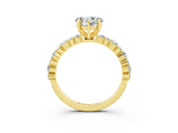 Yellow gold Heart Cut Moissanite Solitaire with Side Stones, Pave Band, Four-Prong Setting_27