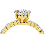 Yellow gold Heart Cut Moissanite Solitaire with Side Stones, Pave Band, Four-Prong Setting_28