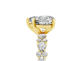 Yellow gold Heart Cut Moissanite Solitaire with Side Stones, Pave Band, Four-Prong Setting_29