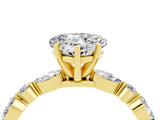Yellow gold Heart Cut Moissanite Solitaire with Side Stones on a Pavé Band and Four-Prong Setting_4