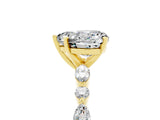 Yellow gold Heart Cut Moissanite Solitaire with Side Stones on a Pavé Band and Four-Prong Setting_5