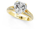 Yellow gold Heart Cut Moissanite Split Shank Engagement Ring with Pavé Band_1