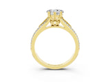 Yellow gold Heart Cut Moissanite Split Shank Engagement Ring with Pavé Band_3