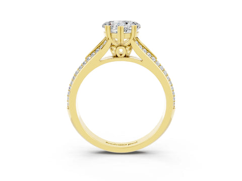 Yellow gold Heart Cut Moissanite Split Shank Engagement Ring with Pavé Band_3
