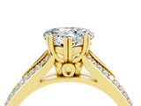 Yellow gold Heart Cut Moissanite Split Shank Engagement Ring with Pavé Band_4
