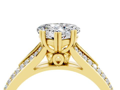 Yellow gold Heart Cut Moissanite Split Shank Engagement Ring with Pavé Band_4