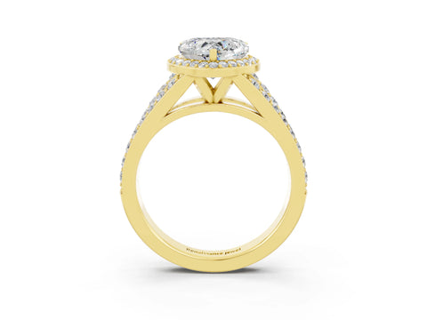 Yellow gold Heart Cut Moissanite Split Shank Halo Ring with Four-Prong Setting_15