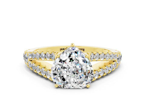 Yellow gold Heart Cut Moissanite Split Shank Pavé Engagement Ring with Four-Prong Setting_12
