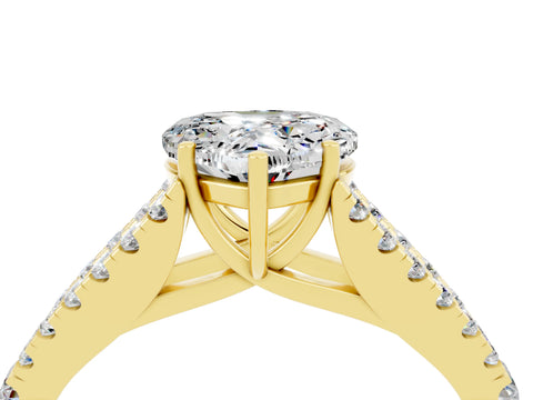 Yellow gold Heart Cut Moissanite Split Shank Pavé Engagement Ring with Four-Prong Setting_16