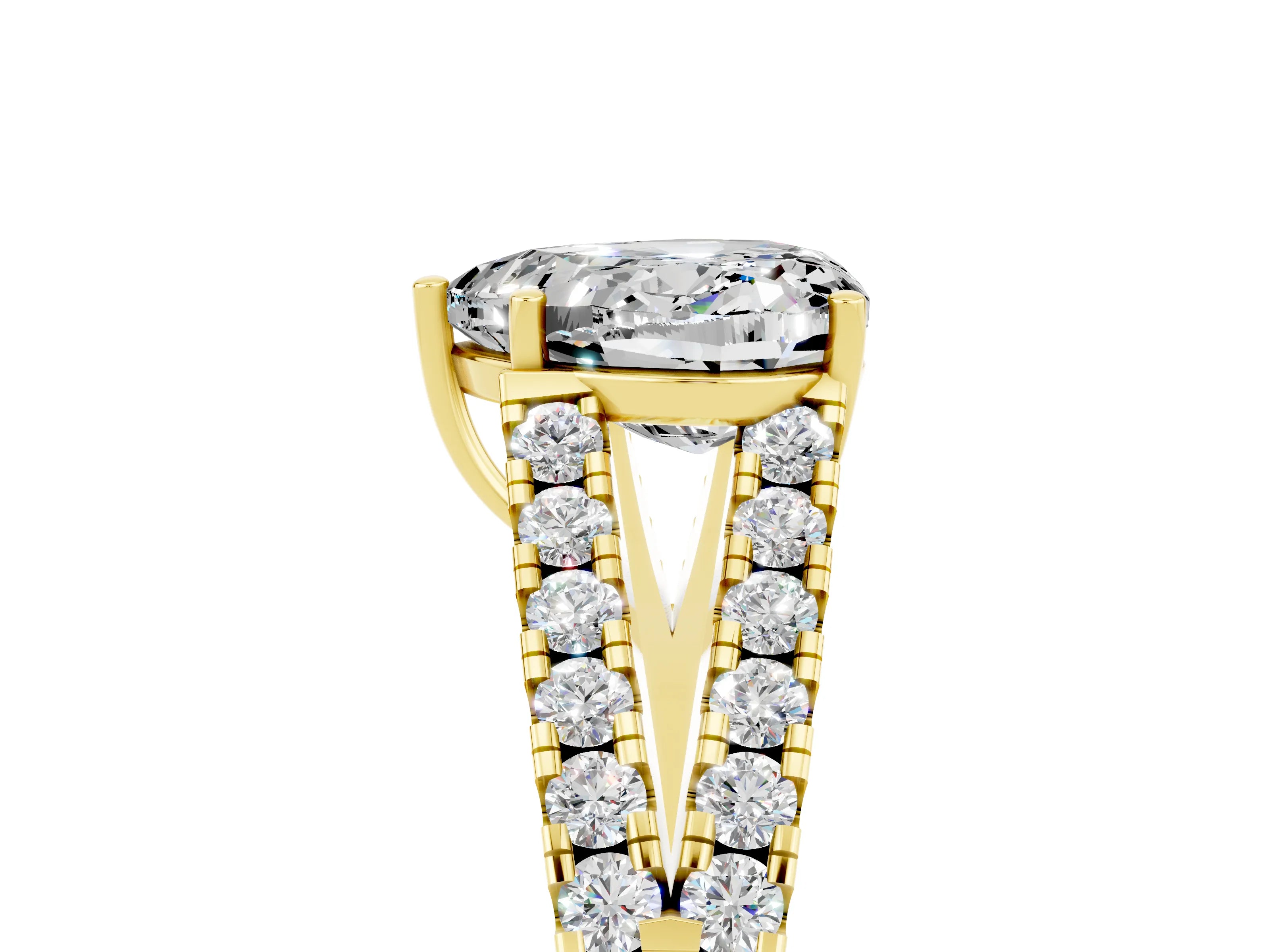 Yellow gold Heart Cut Moissanite Split Shank Pavé Engagement Ring with Four-Prong Setting_17