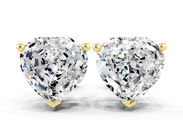Yellow gold Heart Cut Moissanite Stud Earrings
