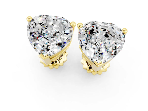 Yellow gold Heart Cut Moissanite Stud Earrings