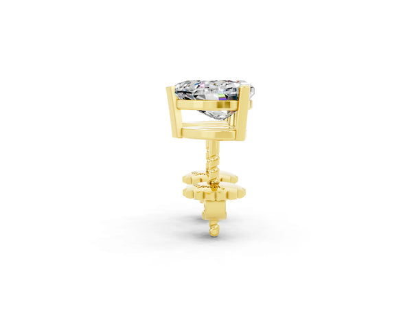 Yellow gold Heart Cut Moissanite Stud Earrings