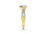Yellow gold Heart Cut Moissanite Three-Stone Ring with Pavé Split Shank and Four-Prong Setting_2