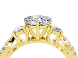 Yellow gold Heart Cut Moissanite Three-Stone Ring with Pavé Split Shank and Four-Prong Setting_4