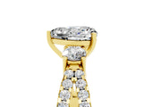 Yellow gold Heart Cut Moissanite Three-Stone Ring with Pavé Split Shank and Four-Prong Setting_5