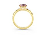 Yellow gold Heart Cut Morganite Cluster Side Stone Solitaire Ring with Prong Setting_27