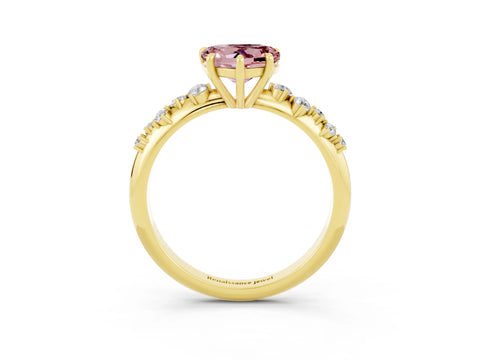 Yellow gold Heart Cut Morganite Cluster Side Stone Solitaire Ring with Prong Setting_27