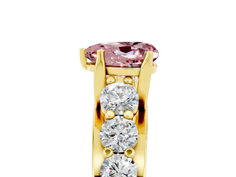 Yellow gold Heart Cut Morganite Engagement Ring with Pavé Band and Four-Prong Setting_5