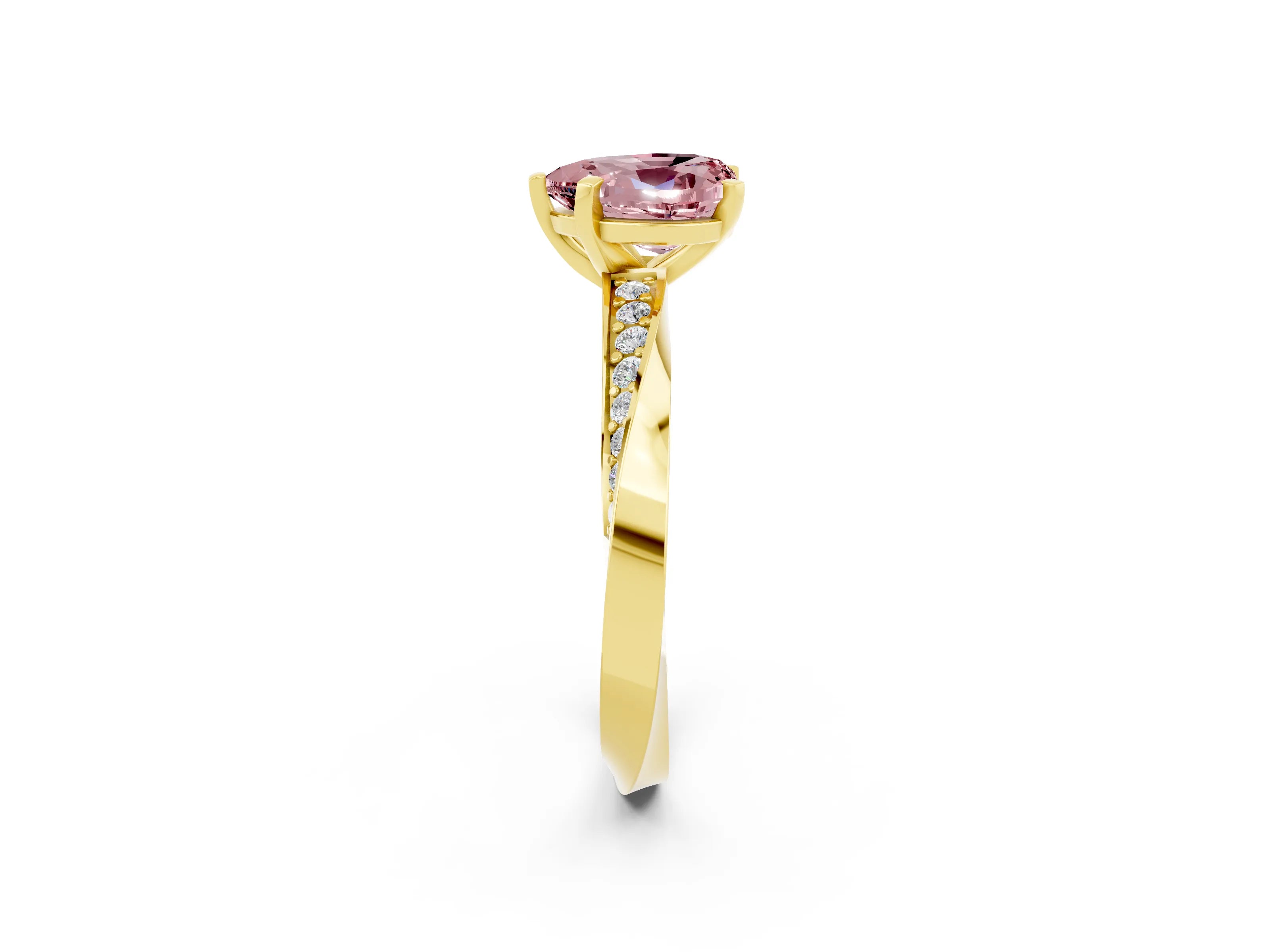 Yellow gold Heart Cut Morganite Engagement Ring with Side Stone Accents and Four-Prong Setting_26