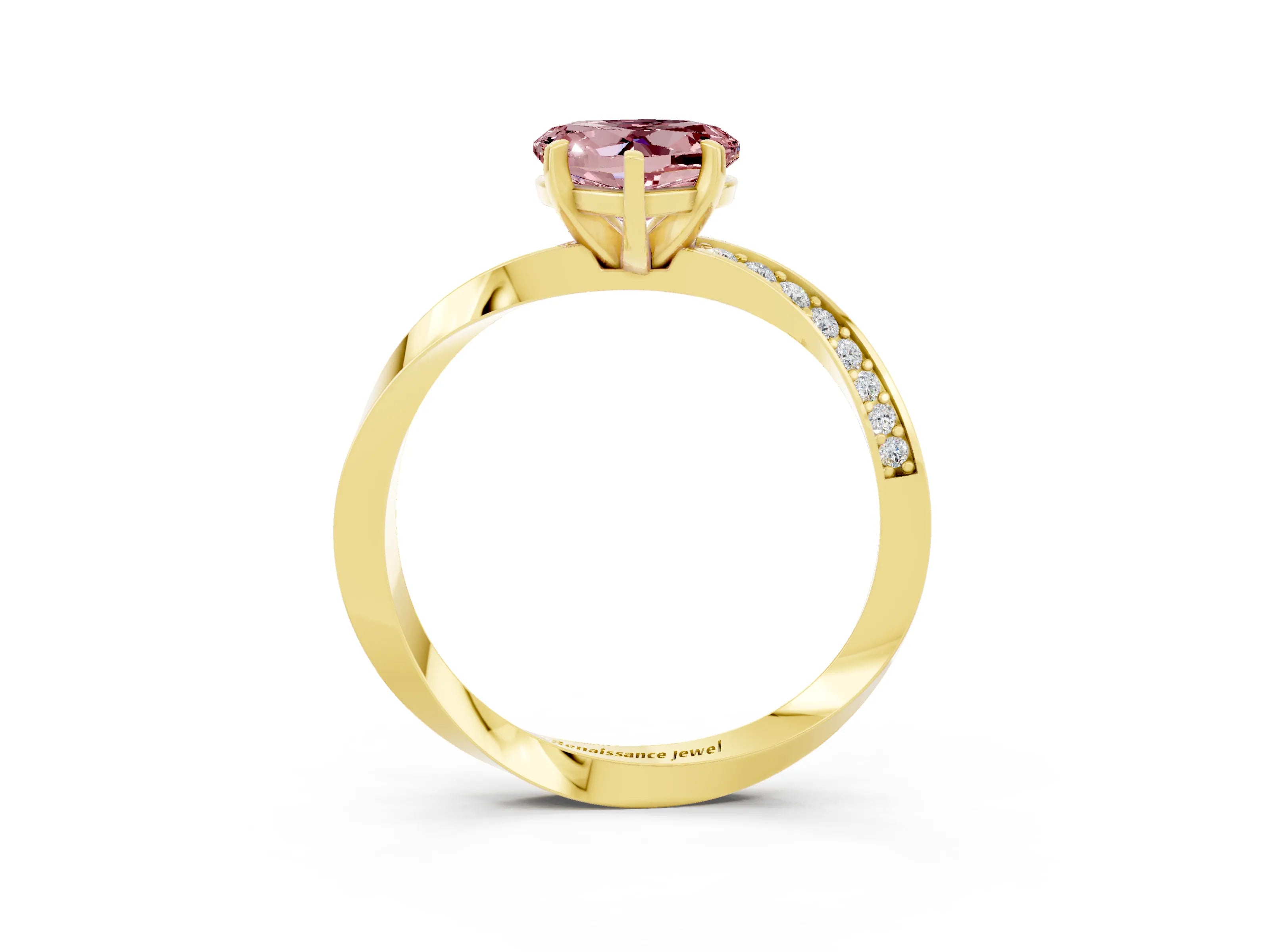 Yellow gold Heart Cut Morganite Engagement Ring with Side Stone Accents and Four-Prong Setting_27