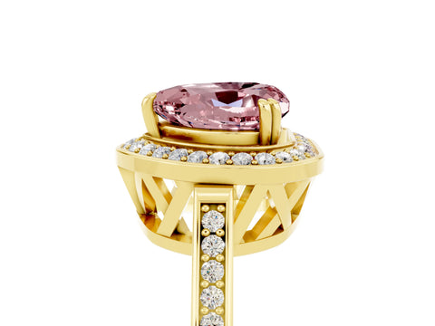 Yellow gold Heart Cut Morganite Halo Ring with Split Shank and Four-Prong Setting_5