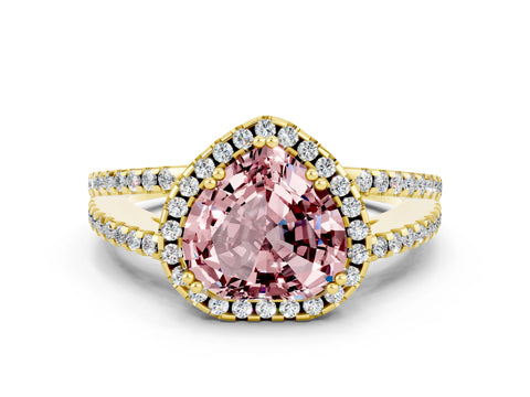 Yellow gold Heart Cut Morganite Halo Split Shank Engagement Ring_12