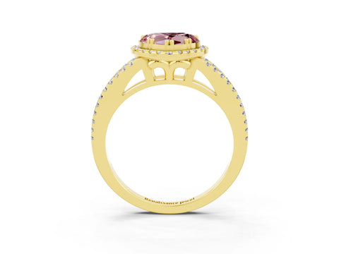 Yellow gold Heart Cut Morganite Halo Split Shank Engagement Ring_15