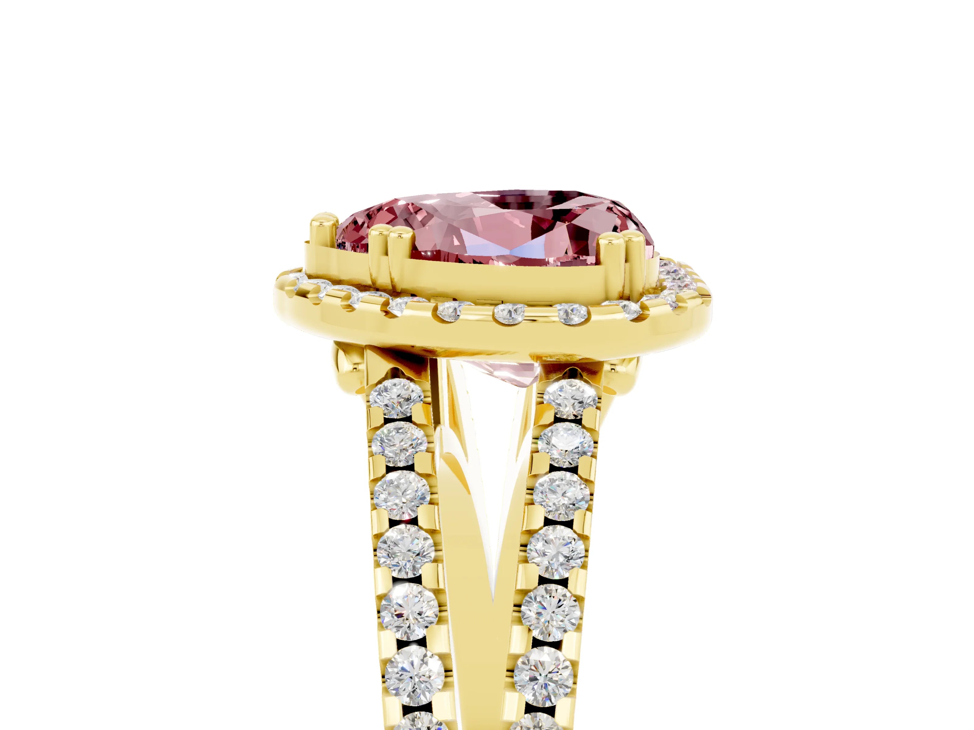 Yellow gold Heart Cut Morganite Halo Split Shank Engagement Ring_17