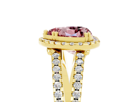 Yellow gold Heart Cut Morganite Halo Split Shank Engagement Ring_17