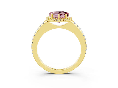 Yellow gold Heart Cut Morganite Pavé Halo Ring with Four-Prong Setting_15