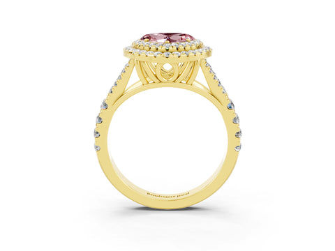 Yellow gold Heart Cut Morganite Pavé Split Shank Double Halo Engagement Ring_3