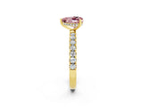 Yellow gold Heart Cut Morganite Pave Band Solitaire Ring with Four-Prong Setting_26
