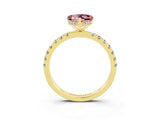 Yellow gold Heart Cut Morganite Pave Band Solitaire Ring with Four-Prong Setting_27