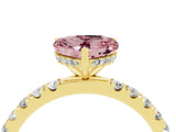Yellow gold Heart Cut Morganite Pave Band Solitaire Ring with Four-Prong Setting_28